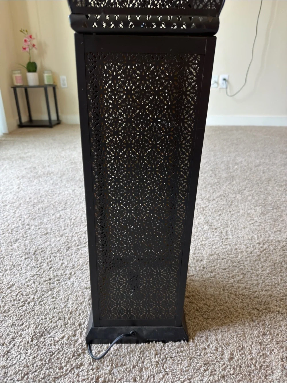 Black Decorative Moroccan-Style Floor Lantern - Unbranded